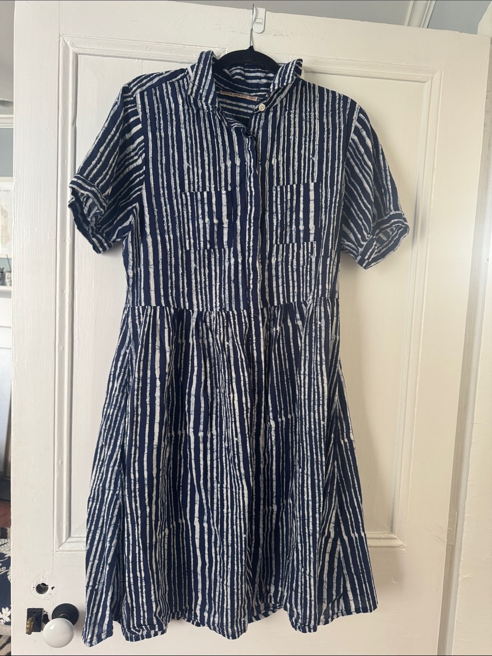 Dress Addict blue white large striped midi dress